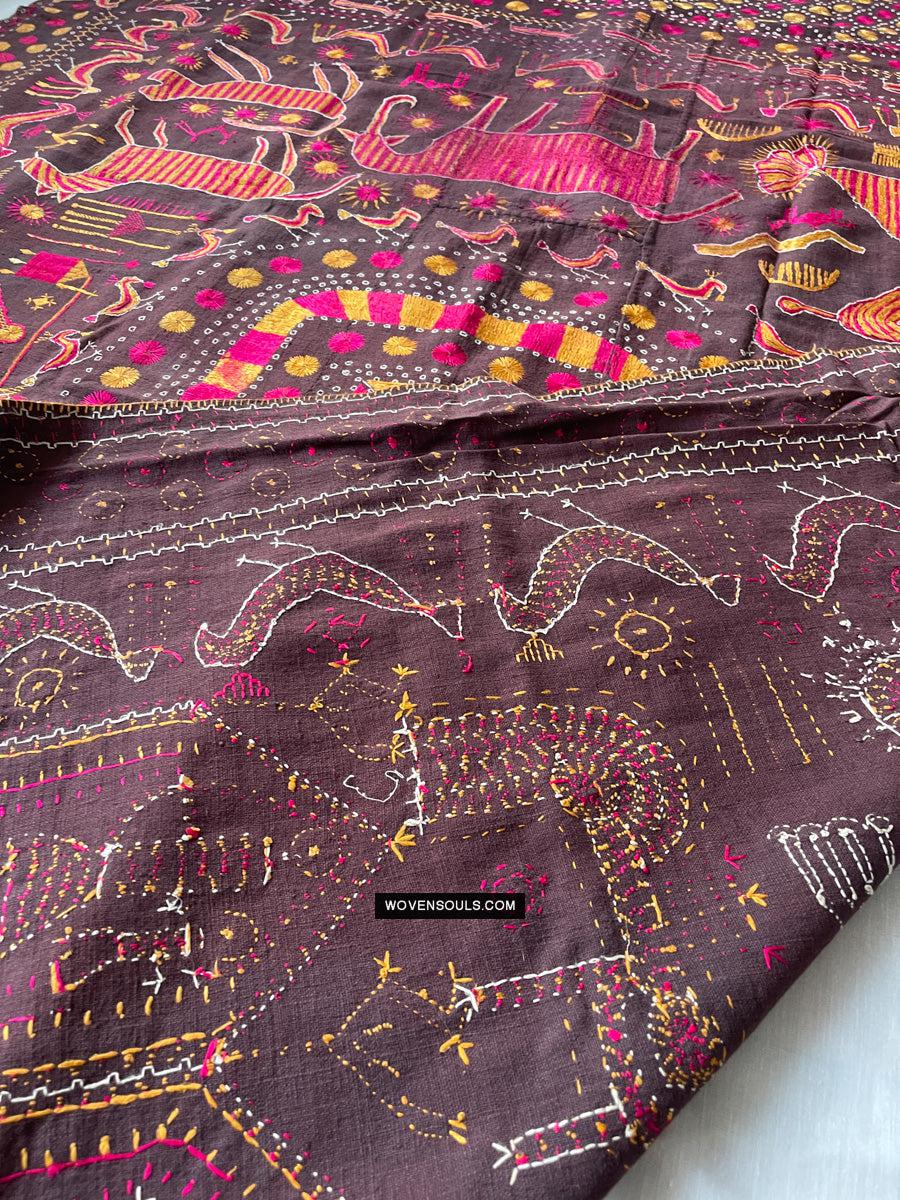 1674 Rare Sainchi Phulkari Embroidery Textile from Punjab-WOVENSOULS Antique Textiles & Art Gallery