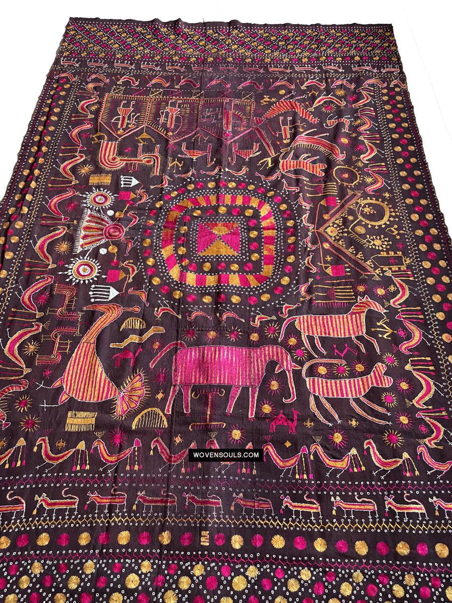 1674 Rare Sainchi Phulkari Embroidery Textile from Punjab-WOVENSOULS Antique Textiles & Art Gallery