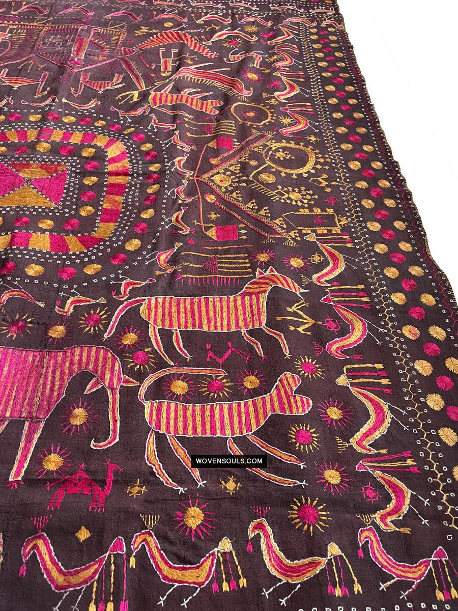 1674 Rare Sainchi Phulkari Embroidery Textile from Punjab-WOVENSOULS Antique Textiles & Art Gallery