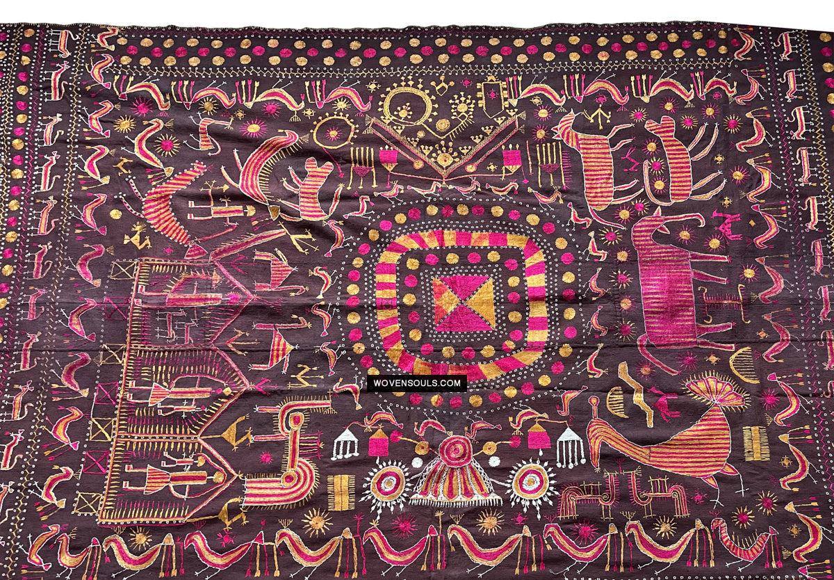 1674 Rare Sainchi Phulkari Embroidery Textile from Punjab-WOVENSOULS Antique Textiles & Art Gallery