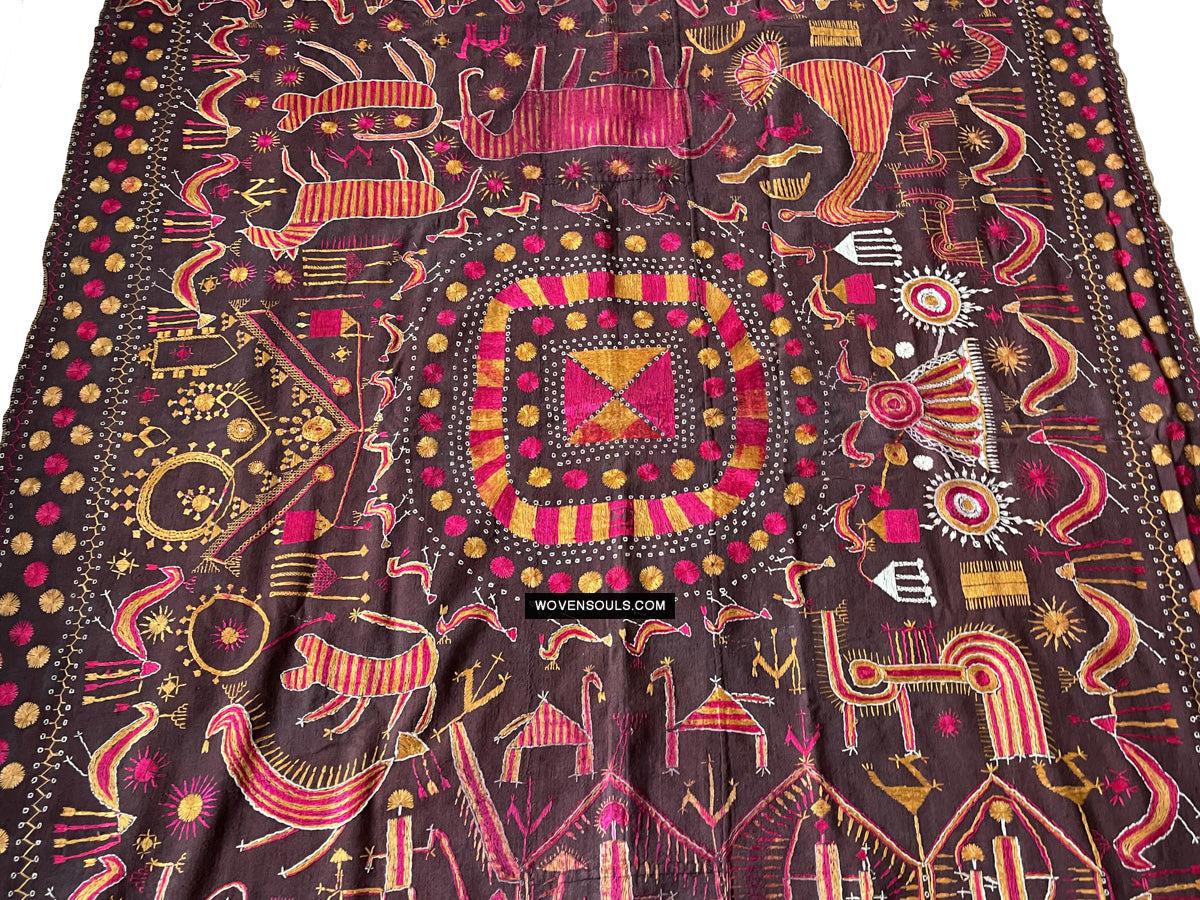 1674 Rare Sainchi Phulkari Embroidery Textile from Punjab-WOVENSOULS Antique Textiles & Art Gallery