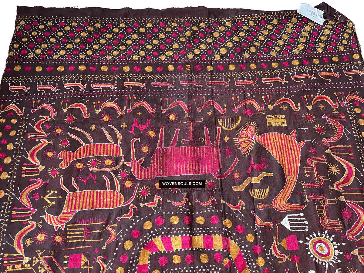 1674 Rare Sainchi Phulkari Embroidery Textile from Punjab-WOVENSOULS Antique Textiles & Art Gallery