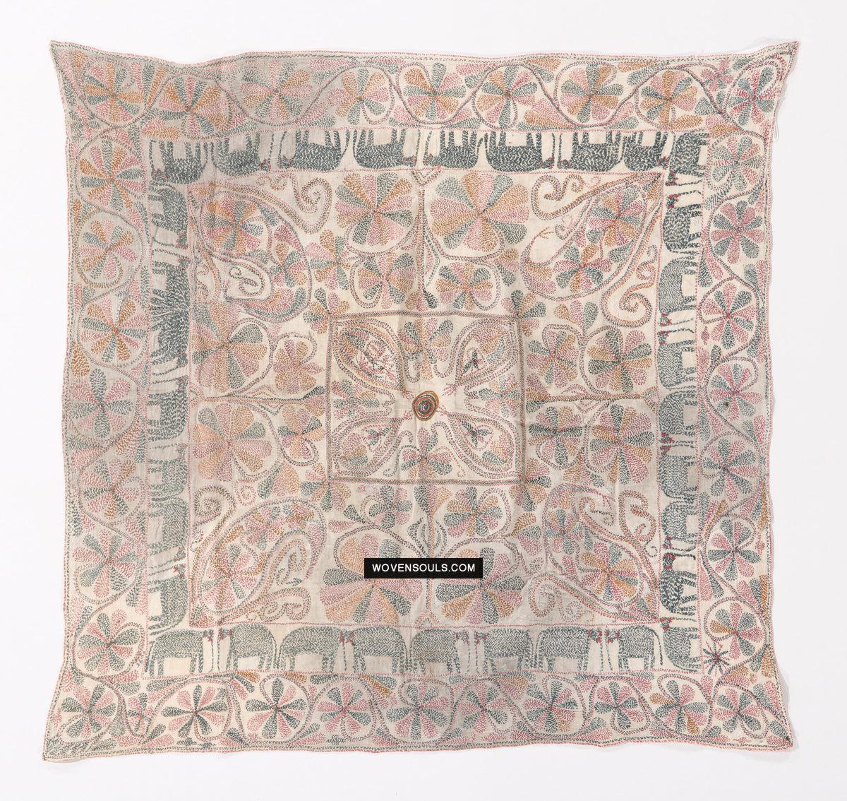 1676 Old Kantha Embroidery Bengal Textile Art-WOVENSOULS Antique Textiles & Art Gallery