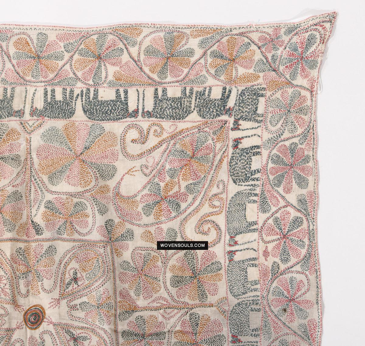 1676 Old Kantha Embroidery Bengal Textile Art-WOVENSOULS Antique Textiles & Art Gallery