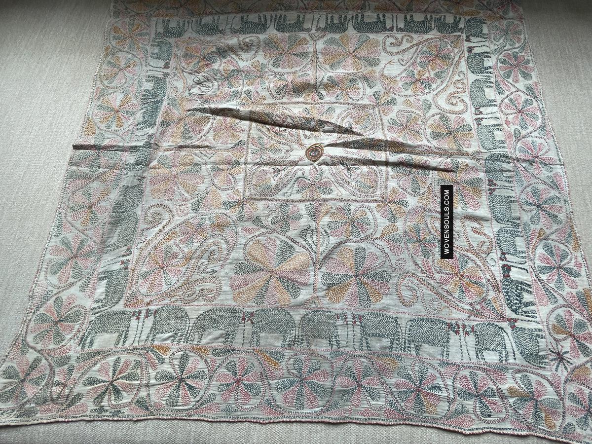 1676 Old Kantha Embroidery Bengal Textile Art-WOVENSOULS Antique Textiles & Art Gallery