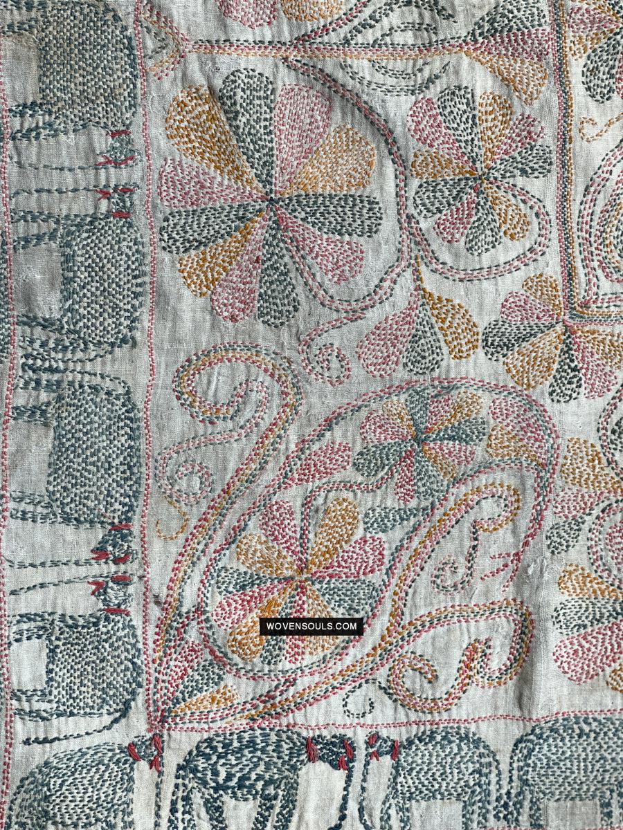1676 Old Kantha Embroidery Bengal Textile Art-WOVENSOULS Antique Textiles & Art Gallery