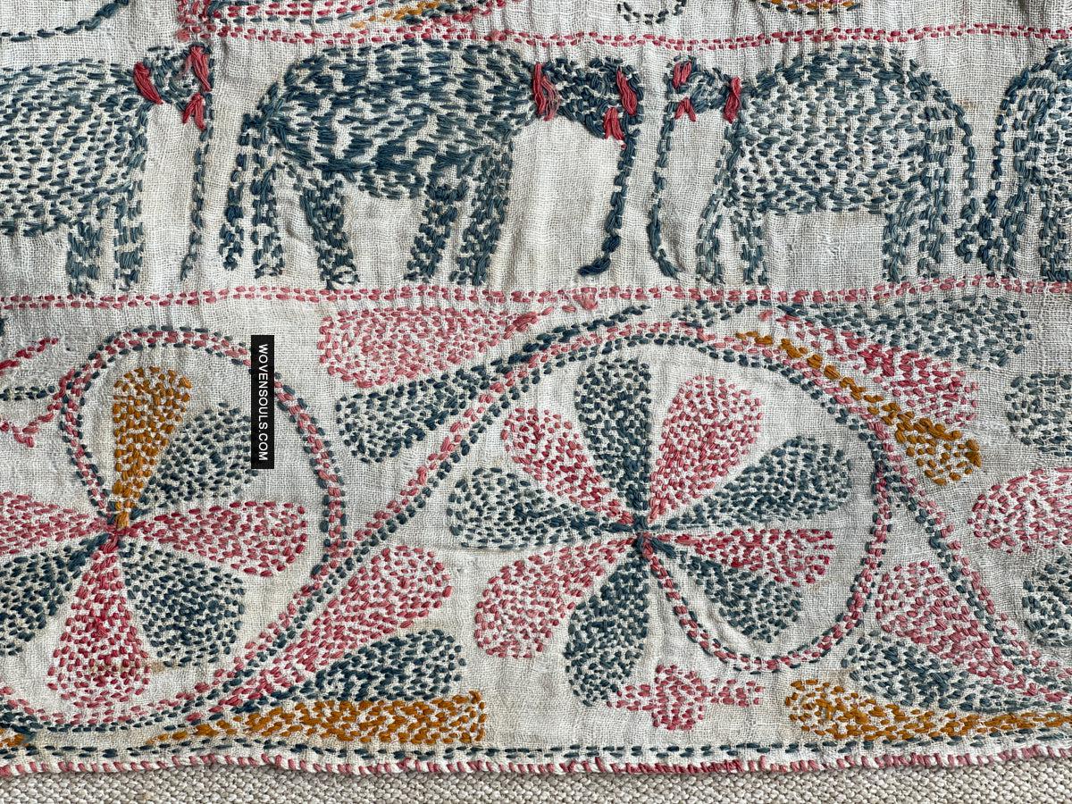 1676 Old Kantha Embroidery Bengal Textile Art-WOVENSOULS Antique Textiles & Art Gallery