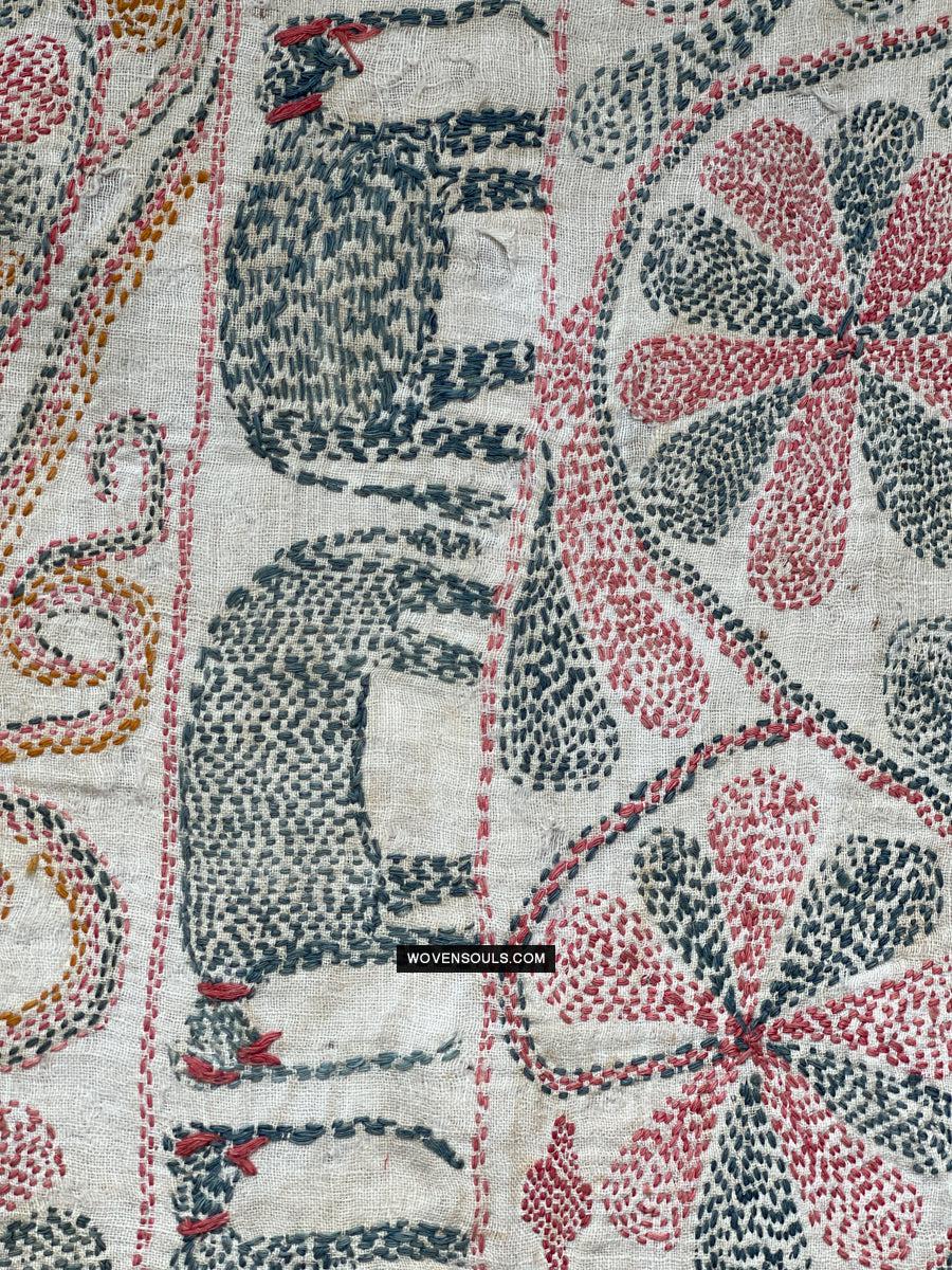 1676 Old Kantha Embroidery Bengal Textile Art-WOVENSOULS Antique Textiles & Art Gallery