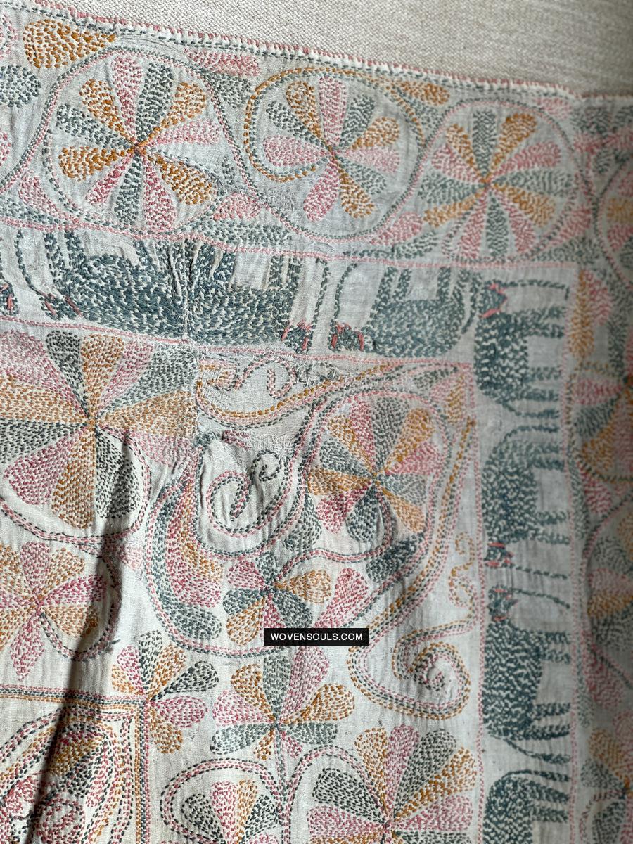1676 Old Kantha Embroidery Bengal Textile Art-WOVENSOULS Antique Textiles & Art Gallery