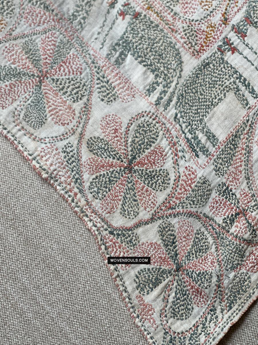 1676 Old Kantha Embroidery Bengal Textile Art-WOVENSOULS Antique Textiles & Art Gallery