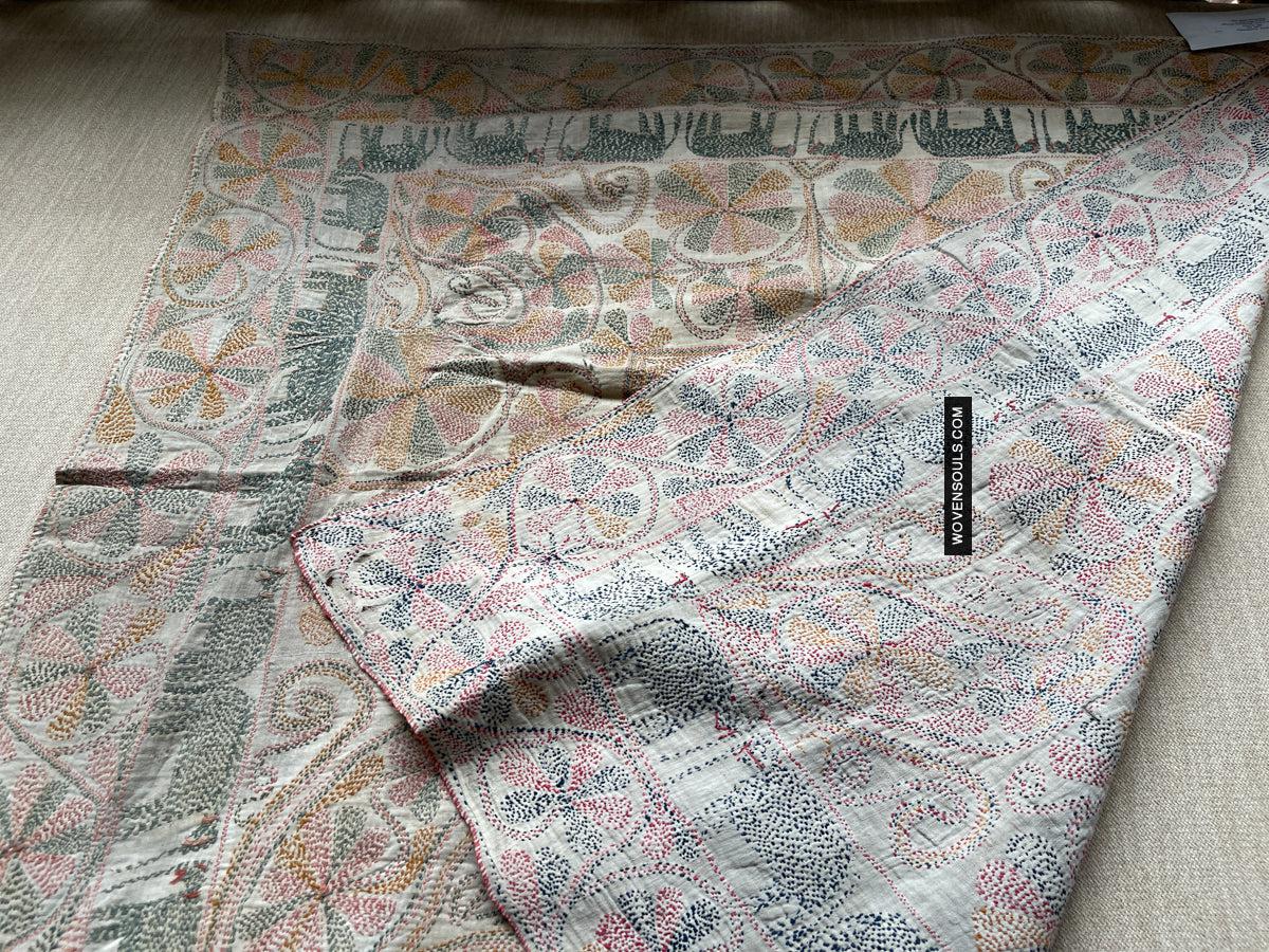 1676 Old Kantha Embroidery Bengal Textile Art-WOVENSOULS Antique Textiles & Art Gallery