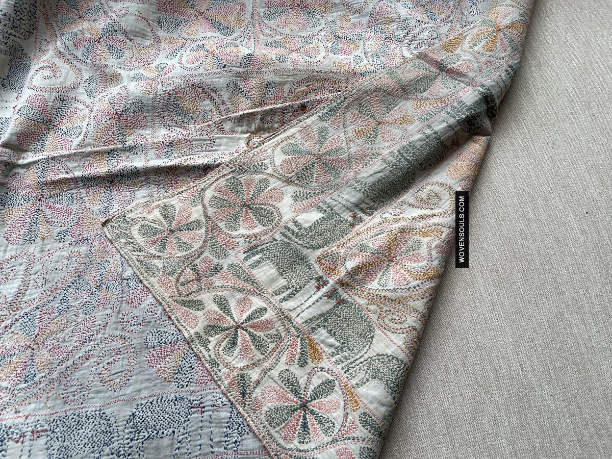 1676 Old Kantha Embroidery Bengal Textile Art-WOVENSOULS Antique Textiles & Art Gallery