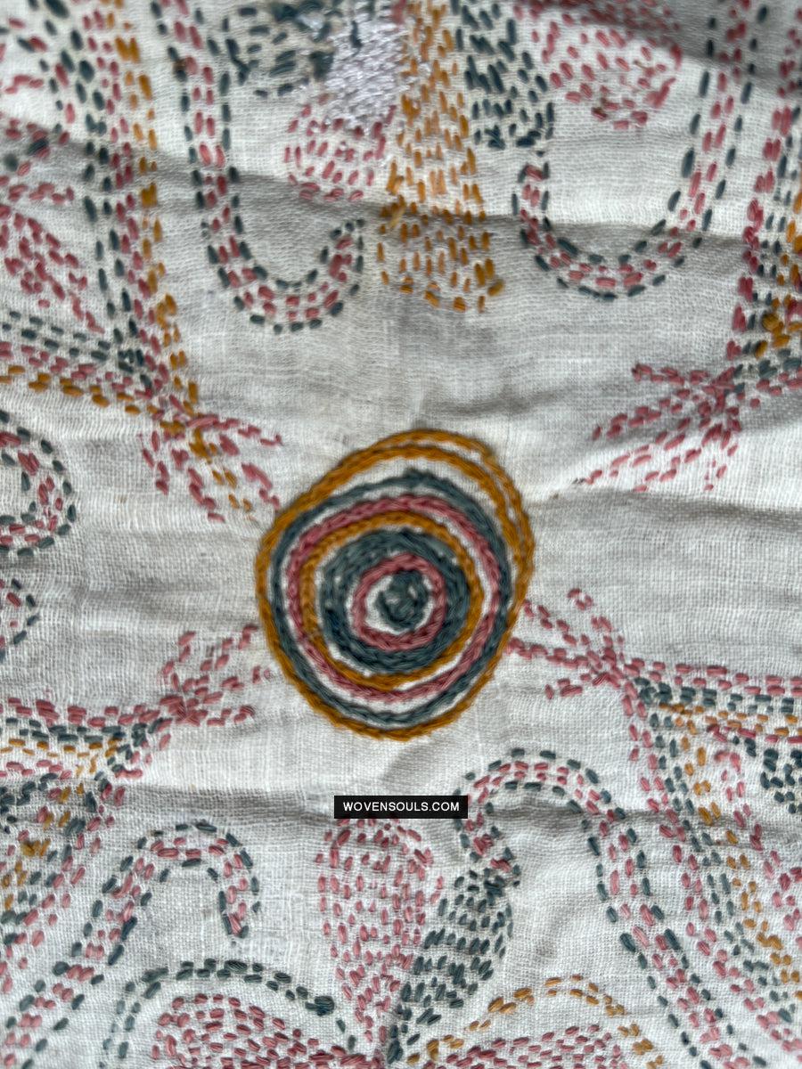 1676 Old Kantha Embroidery Bengal Textile Art-WOVENSOULS Antique Textiles & Art Gallery