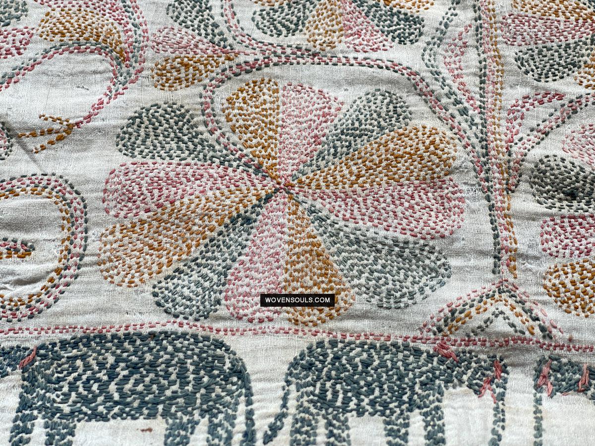 1676 Old Kantha Embroidery Bengal Textile Art-WOVENSOULS Antique Textiles & Art Gallery