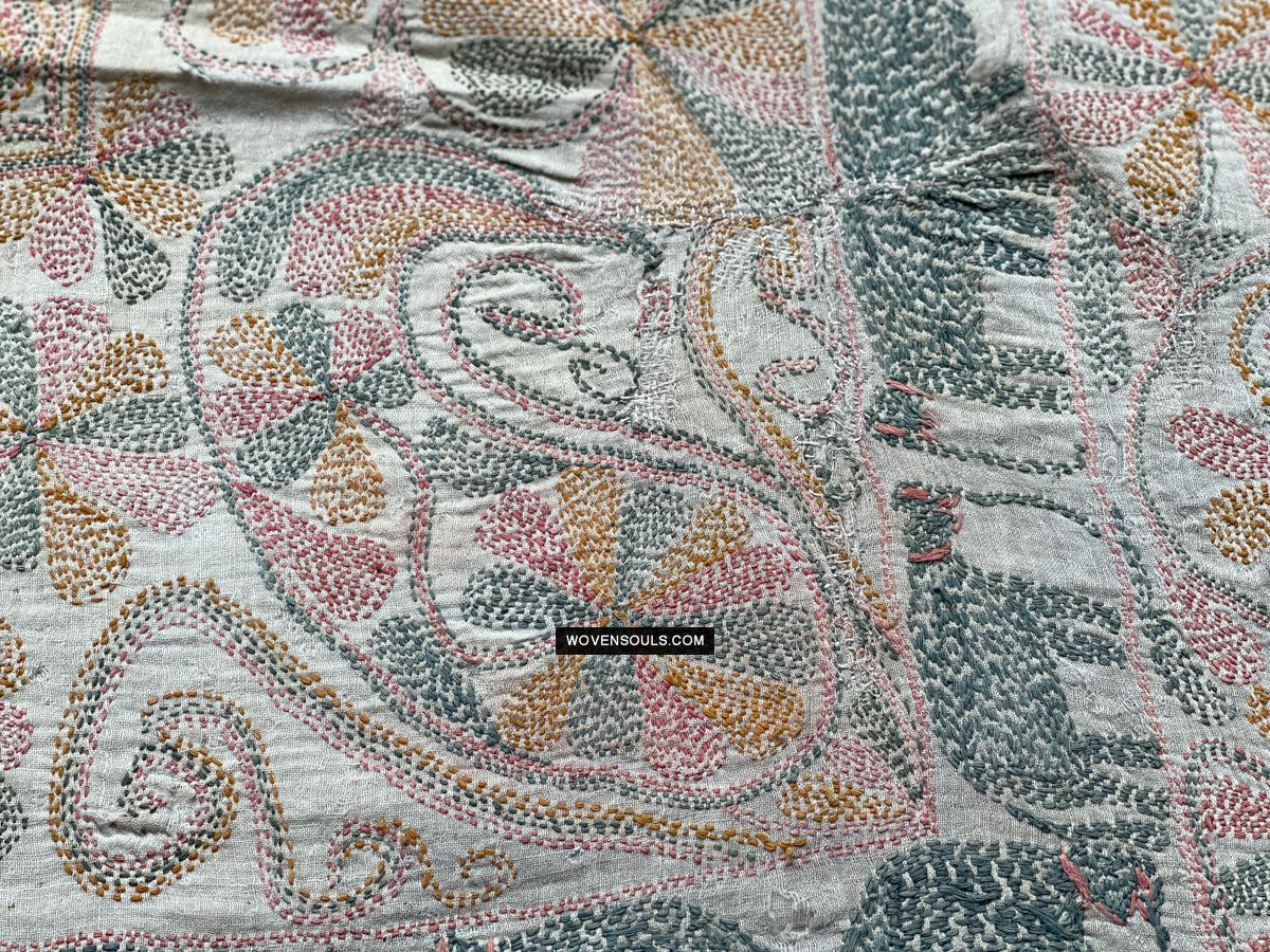 1676 Old Kantha Embroidery Bengal Textile Art-WOVENSOULS Antique Textiles & Art Gallery