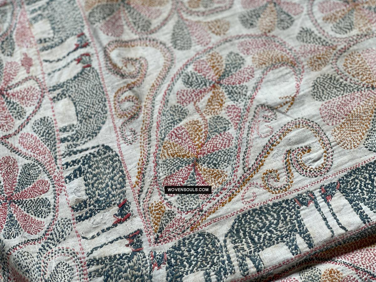 1676 Old Kantha Embroidery Bengal Textile Art-WOVENSOULS Antique Textiles & Art Gallery
