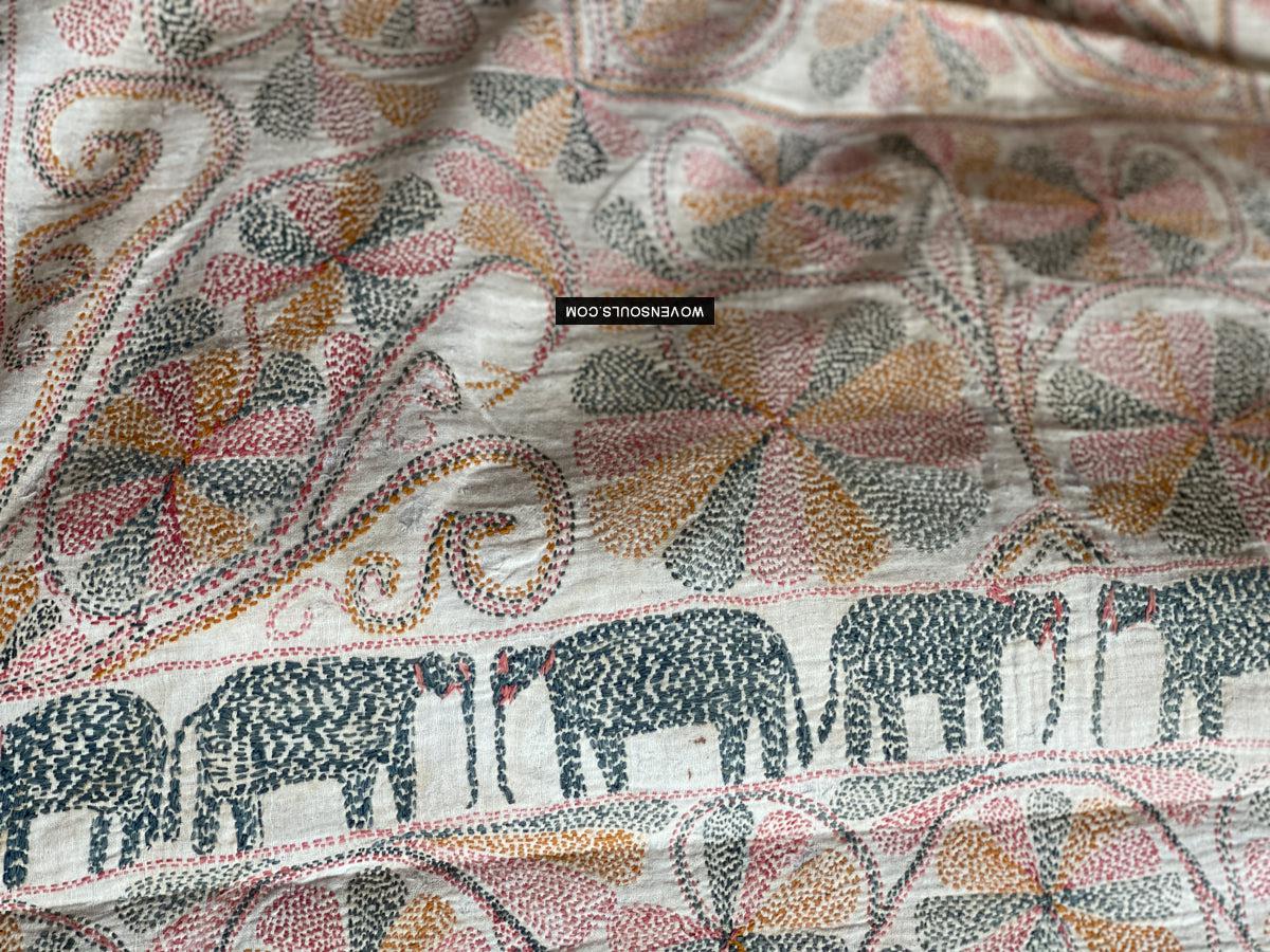 1676 Old Kantha Embroidery Bengal Textile Art-WOVENSOULS Antique Textiles & Art Gallery