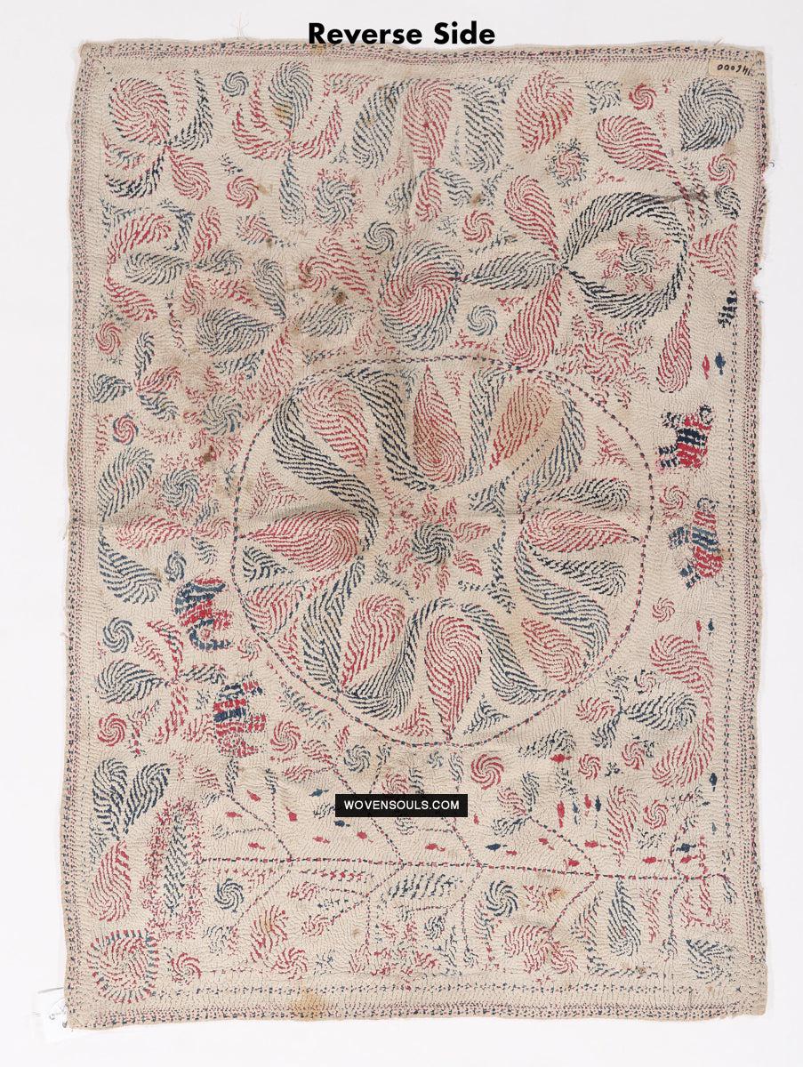1677 Old Kantha Embroidery Bengal Textile Art-WOVENSOULS Antique Textiles & Art Gallery