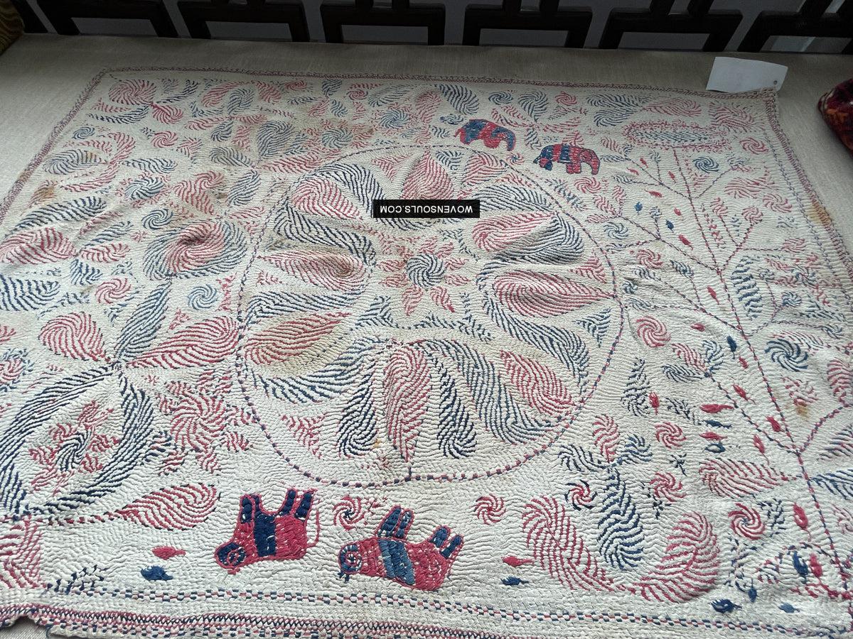 1677 Old Kantha Embroidery Bengal Textile Art-WOVENSOULS Antique Textiles & Art Gallery