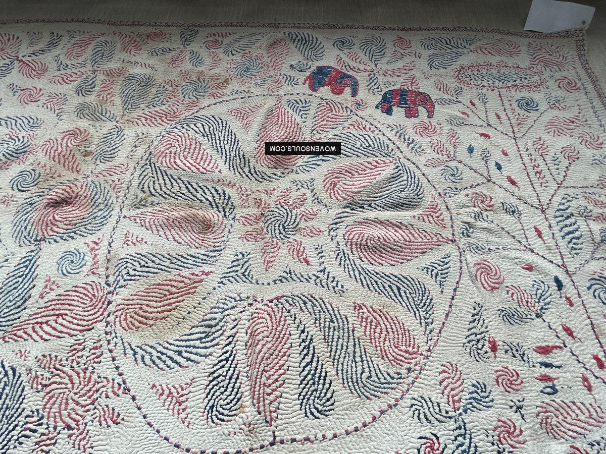 1677 Old Kantha Embroidery Bengal Textile Art-WOVENSOULS Antique Textiles & Art Gallery
