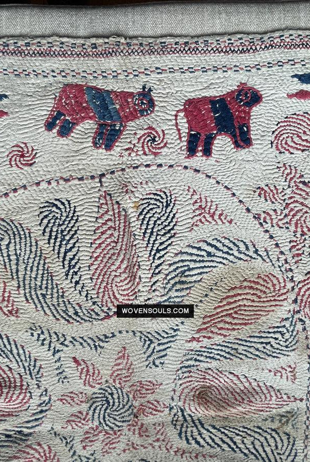 1677 Old Kantha Embroidery Bengal Textile Art-WOVENSOULS Antique Textiles & Art Gallery