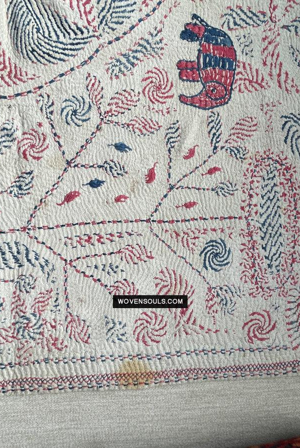 1677 Old Kantha Embroidery Bengal Textile Art-WOVENSOULS Antique Textiles & Art Gallery