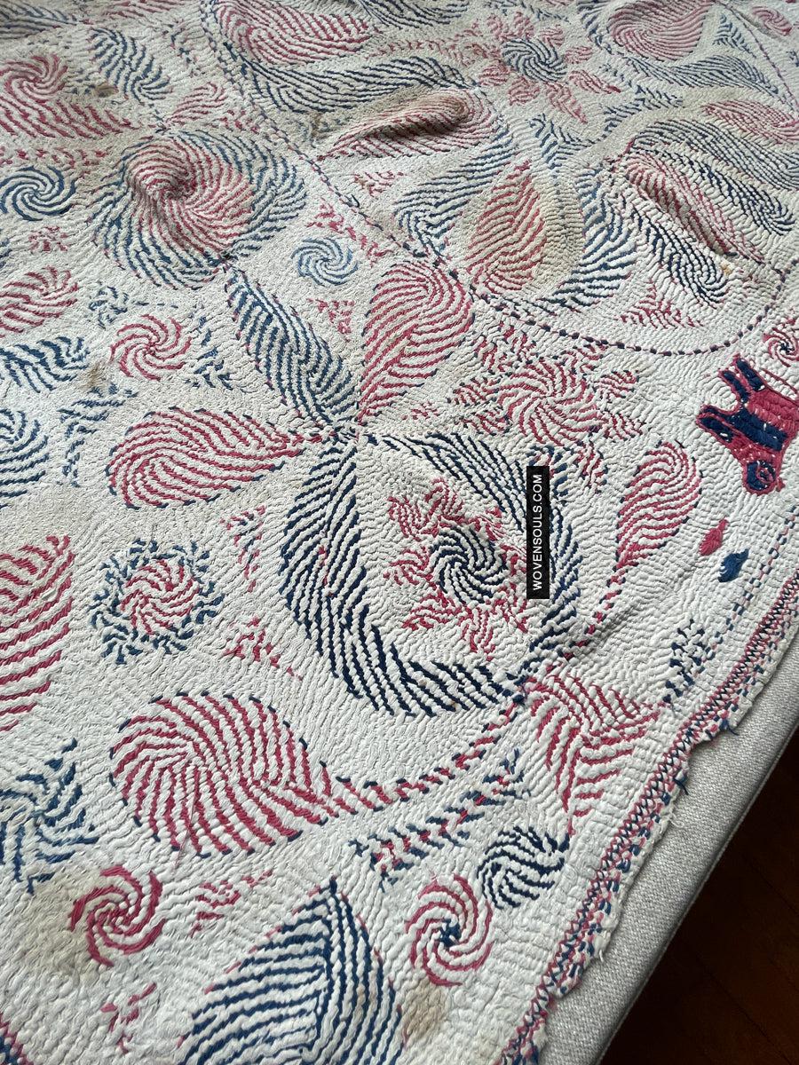 1677 Old Kantha Embroidery Bengal Textile Art-WOVENSOULS Antique Textiles & Art Gallery