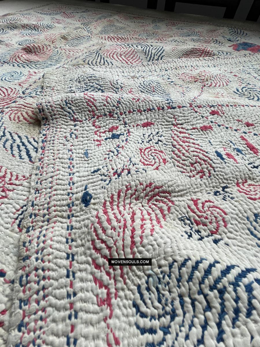 1677 Old Kantha Embroidery Bengal Textile Art-WOVENSOULS Antique Textiles & Art Gallery