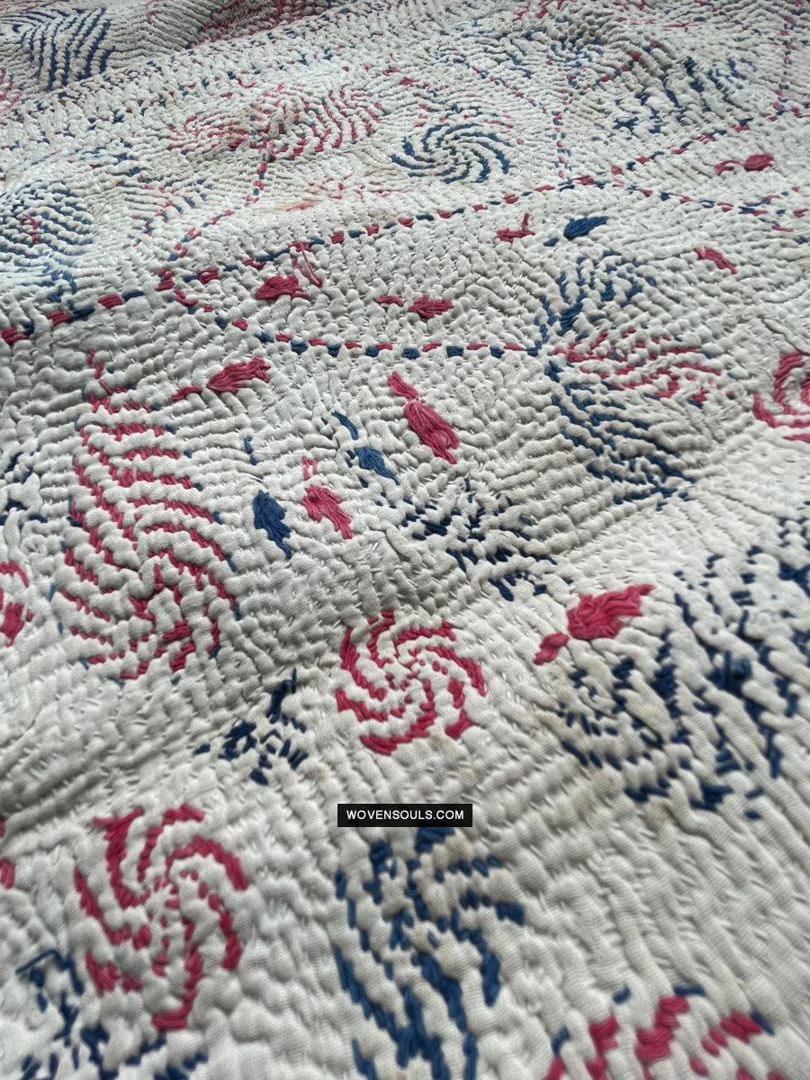 1677 Old Kantha Embroidery Bengal Textile Art-WOVENSOULS Antique Textiles & Art Gallery