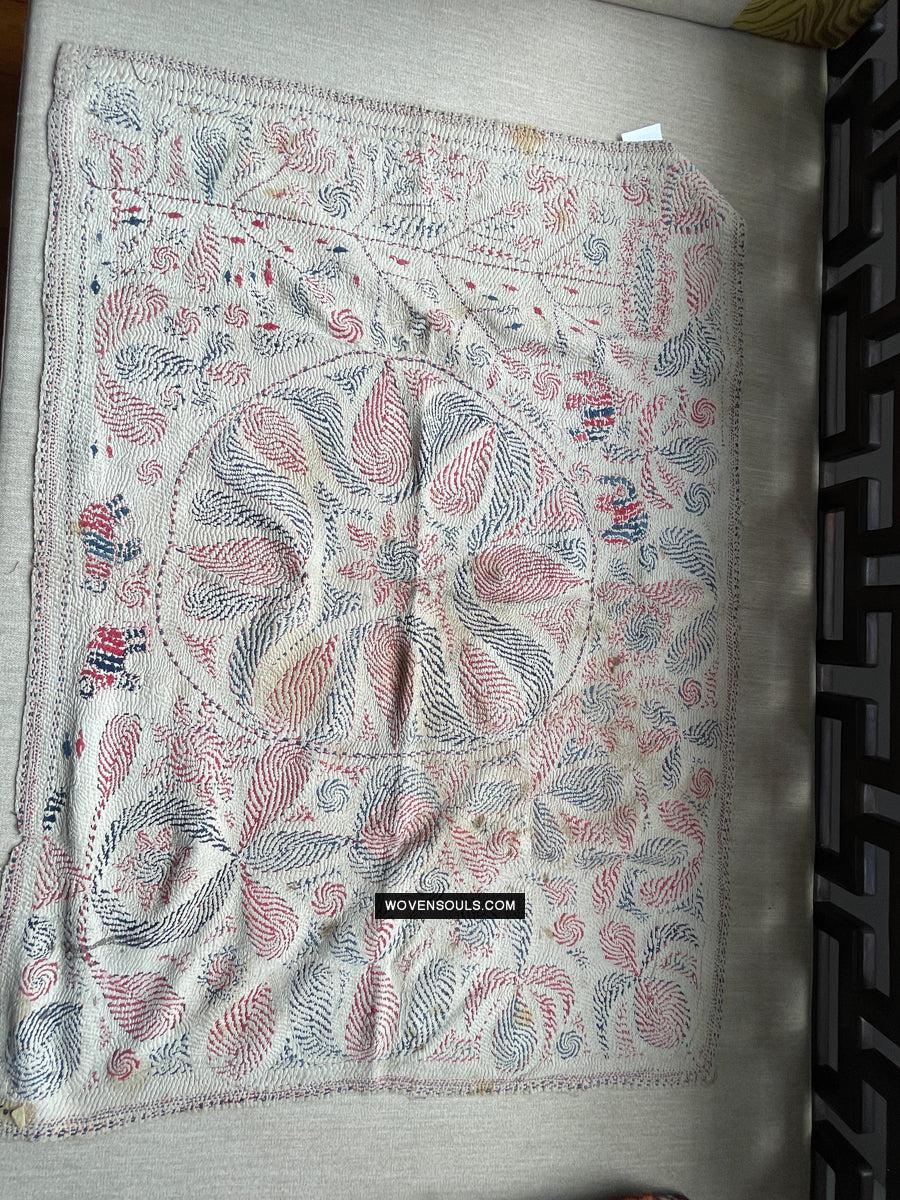 1677 Old Kantha Embroidery Bengal Textile Art-WOVENSOULS Antique Textiles & Art Gallery
