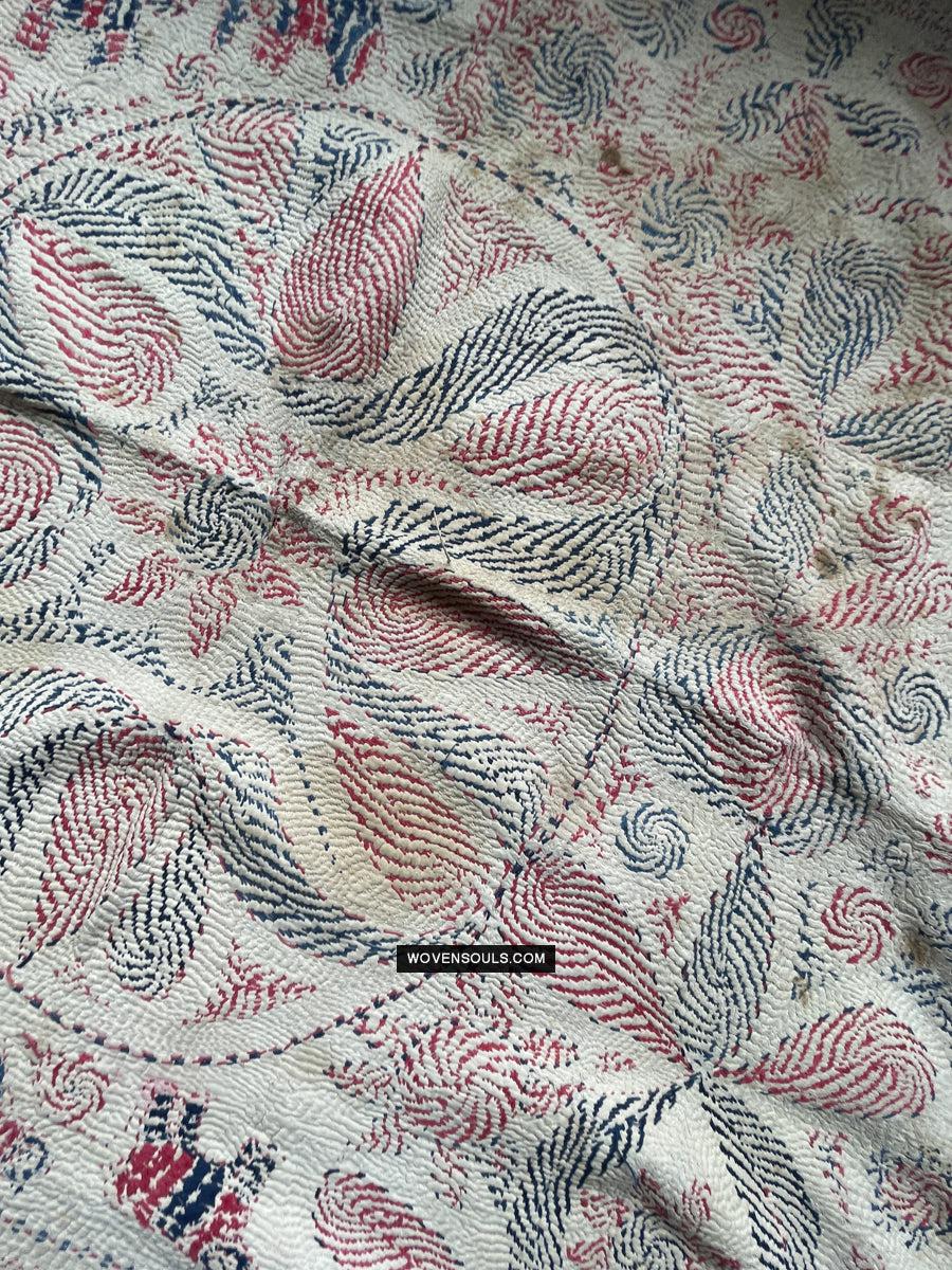 1677 Old Kantha Embroidery Bengal Textile Art-WOVENSOULS Antique Textiles & Art Gallery