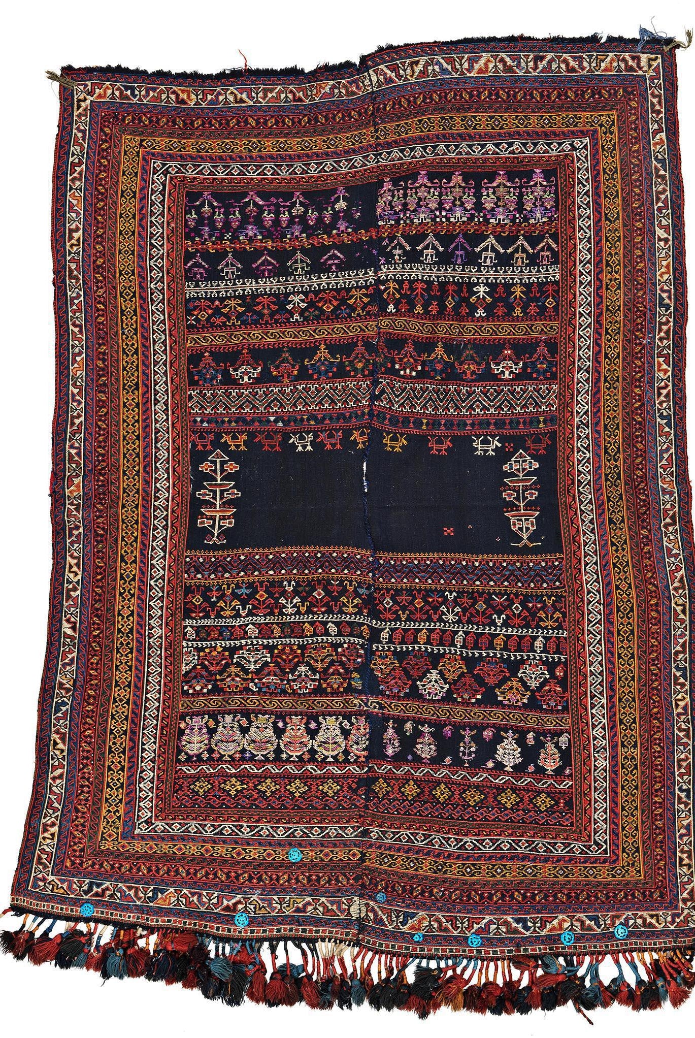 1678 Antique Afshar Soumac Kilim Rug-WOVENSOULS Antique Textiles & Art Gallery