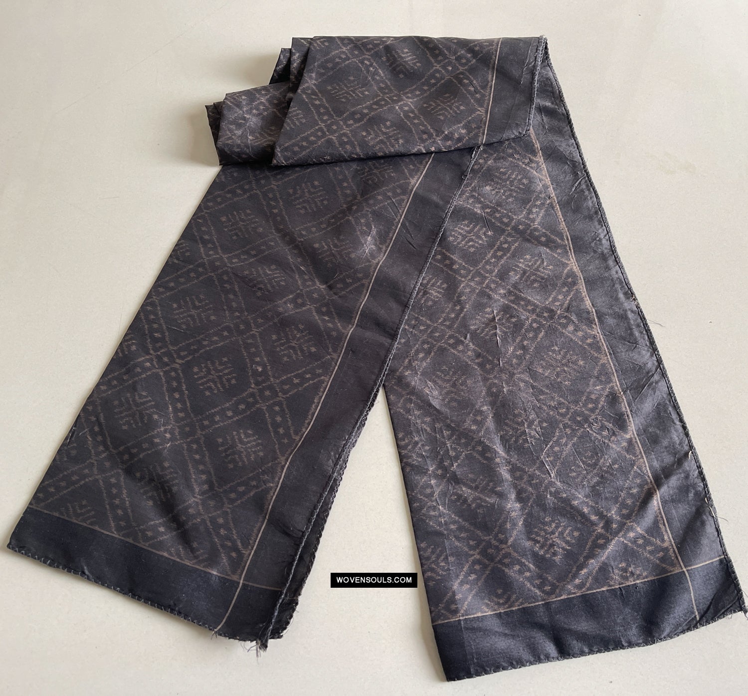1679 Handwoven Silk Ikat Scarf Shawl-WOVENSOULS Antique Textiles & Art Gallery