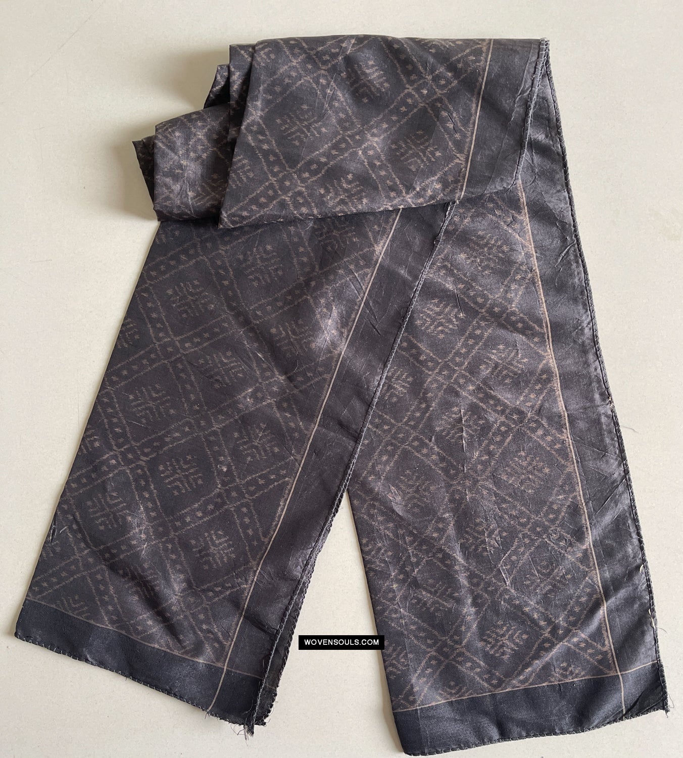 1679 Handwoven Silk Ikat Scarf Shawl-WOVENSOULS Antique Textiles & Art Gallery