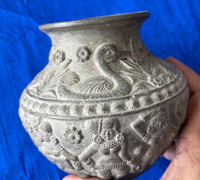 1682 Terracotta Vase w Dancers & Musicians-WOVENSOULS Antique Textiles & Art Gallery