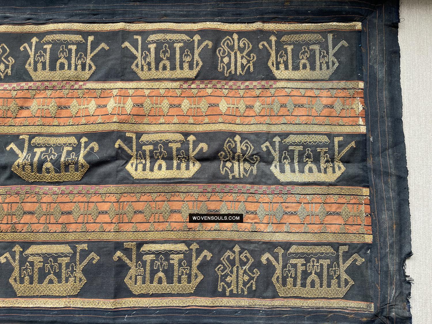 1686 Rare Antique Kain Tapis Tampan Ship Cloth-WOVENSOULS Antique Textiles & Art Gallery