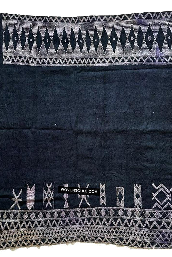 1688 SOLD Antique Mahmoudi Blue Bakhnoug Shawl - Textile Art Masterpiece-WOVENSOULS Antique Textiles & Art Gallery