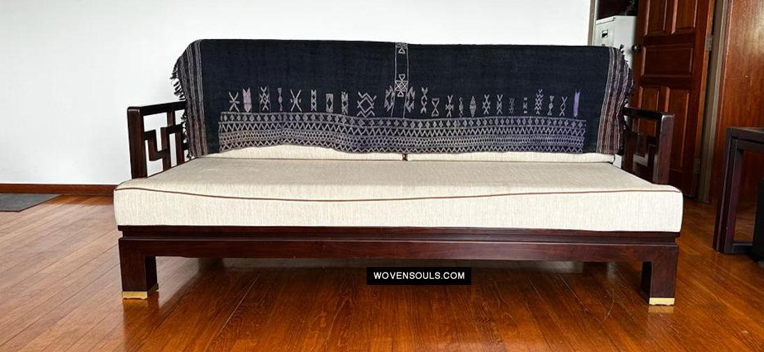 1688 SOLD Antique Mahmoudi Blue Bakhnoug Shawl - Textile Art Masterpiece-WOVENSOULS Antique Textiles & Art Gallery