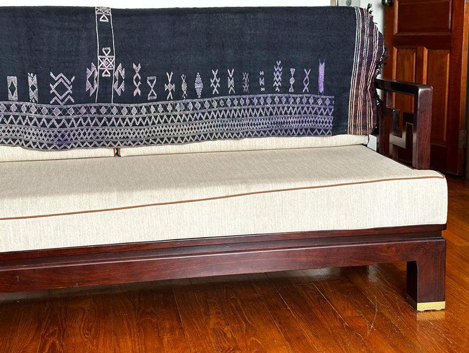 1688 SOLD Antique Mahmoudi Blue Bakhnoug Shawl - Textile Art Masterpiece-WOVENSOULS Antique Textiles & Art Gallery