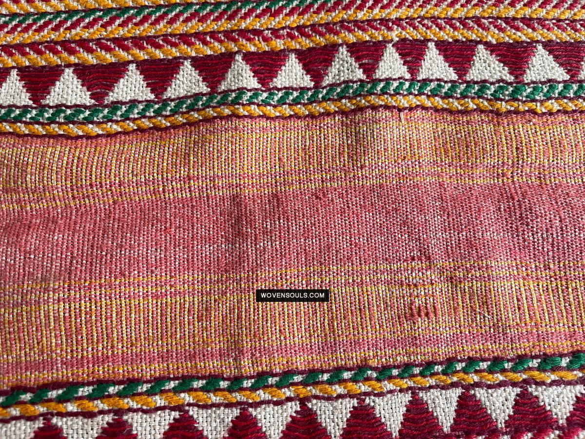 1691 Rare Vintage Orissa Odisha Gond Tribal Shawl w Yellow-WOVENSOULS Antique Textiles & Art Gallery