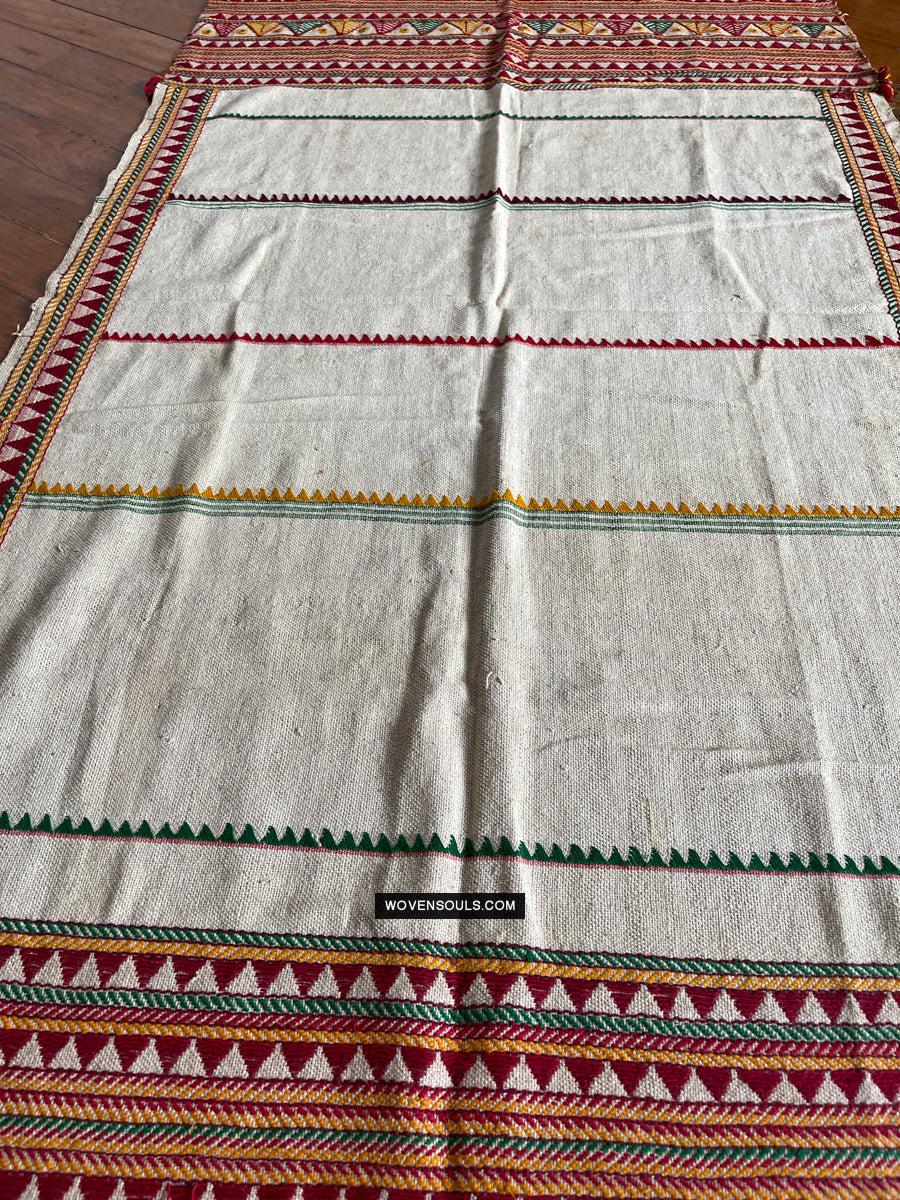 1691 Rare Vintage Orissa Odisha Gond Tribal Shawl w Yellow-WOVENSOULS Antique Textiles & Art Gallery