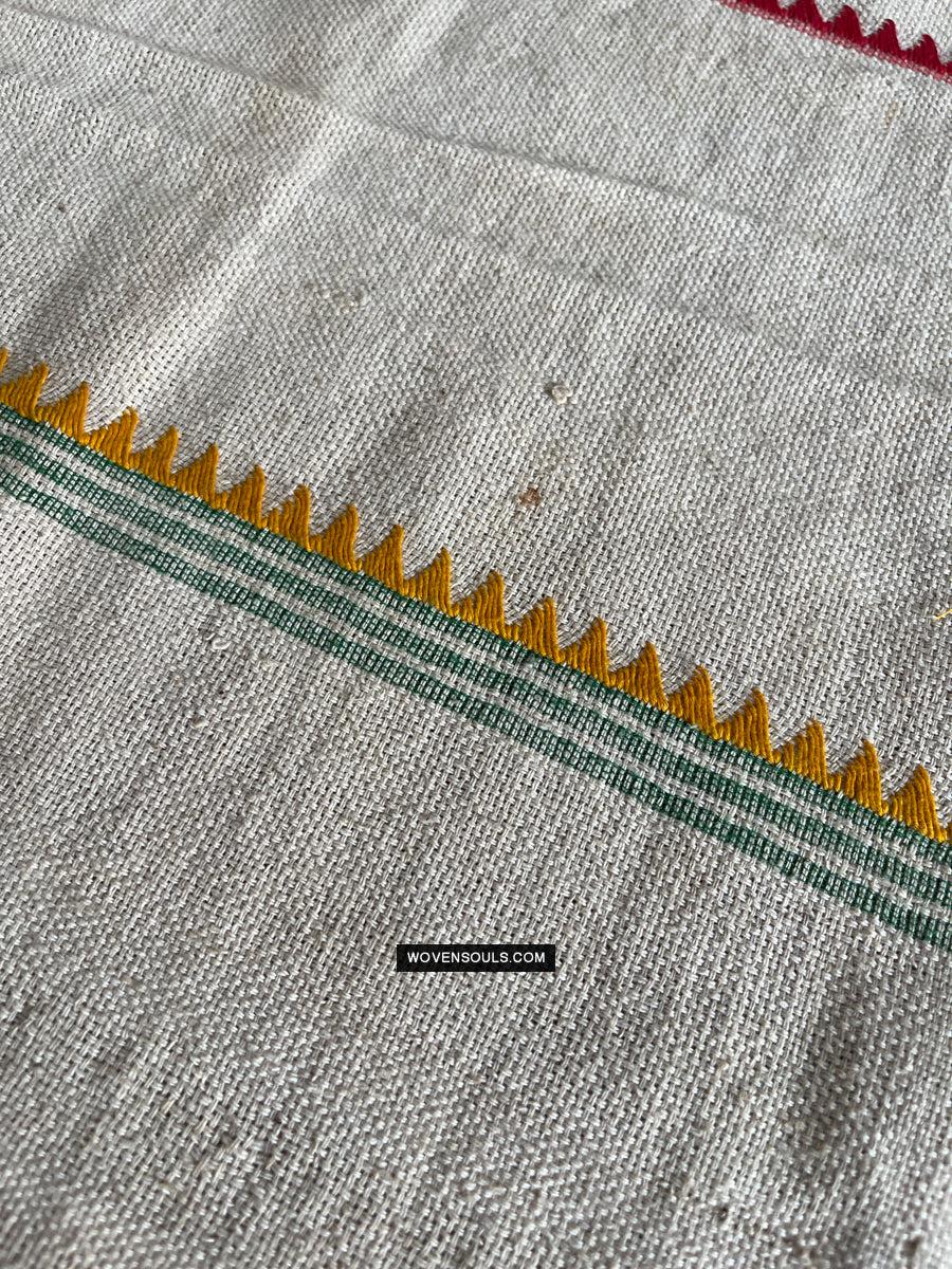 1691 Rare Vintage Orissa Odisha Gond Tribal Shawl w Yellow-WOVENSOULS Antique Textiles & Art Gallery