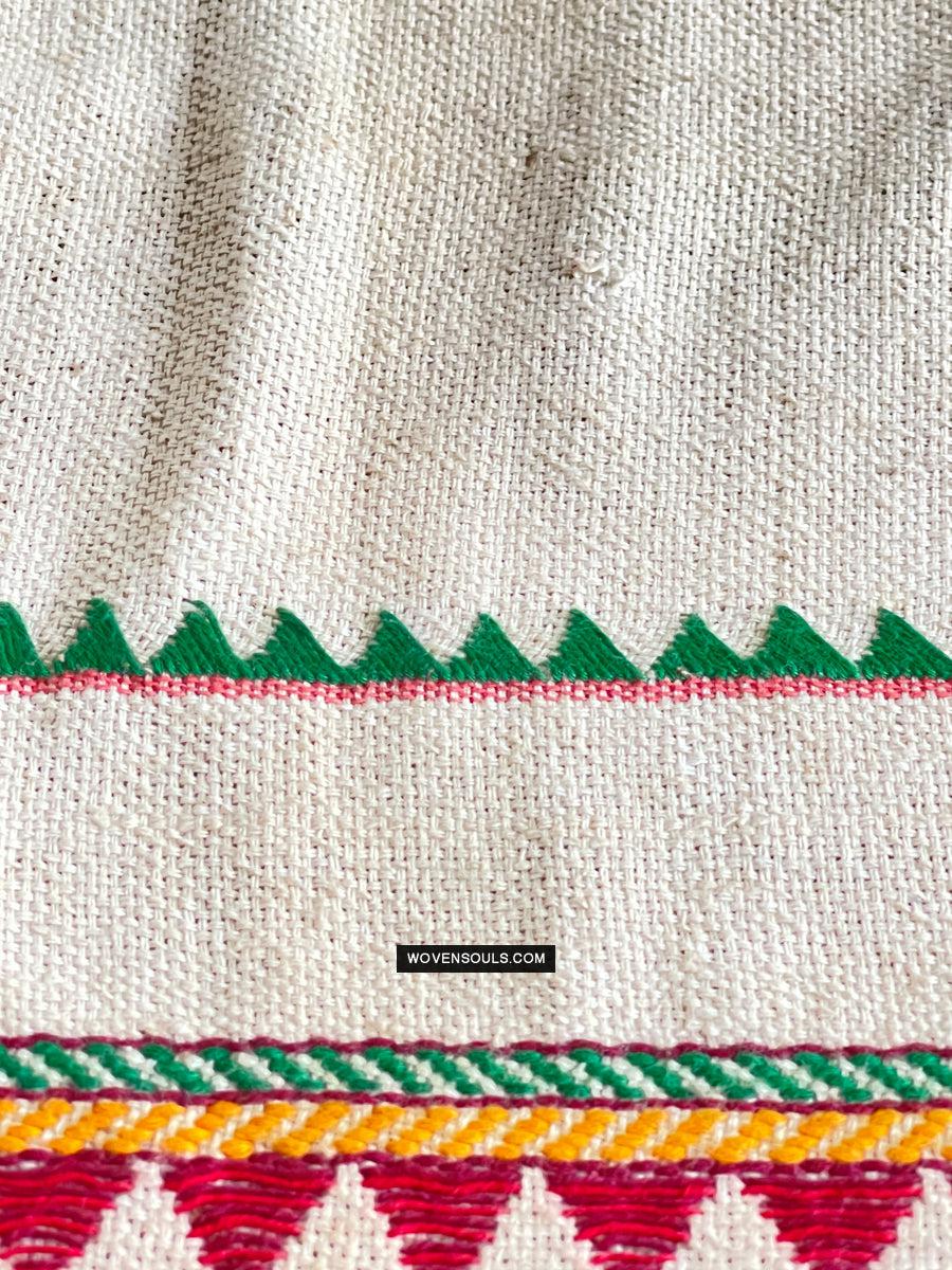 1691 Rare Vintage Orissa Odisha Gond Tribal Shawl w Yellow-WOVENSOULS Antique Textiles & Art Gallery