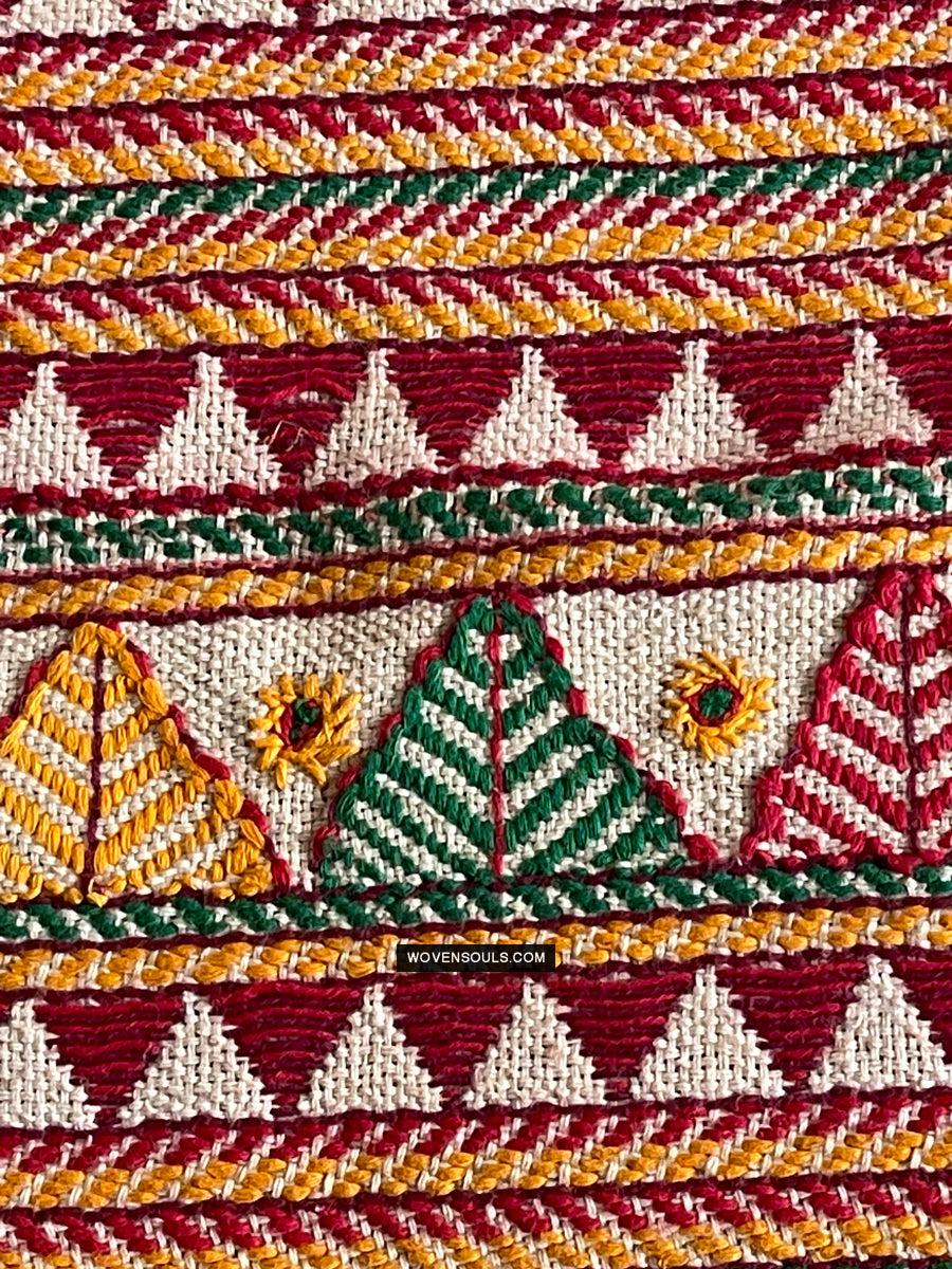 1691 Rare Vintage Orissa Odisha Gond Tribal Shawl w Yellow-WOVENSOULS Antique Textiles & Art Gallery