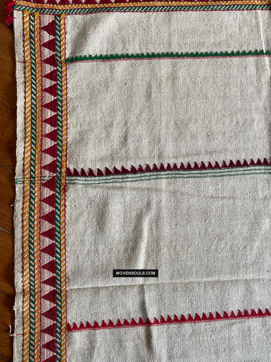 1691 Rare Vintage Orissa Odisha Gond Tribal Shawl w Yellow-WOVENSOULS Antique Textiles & Art Gallery