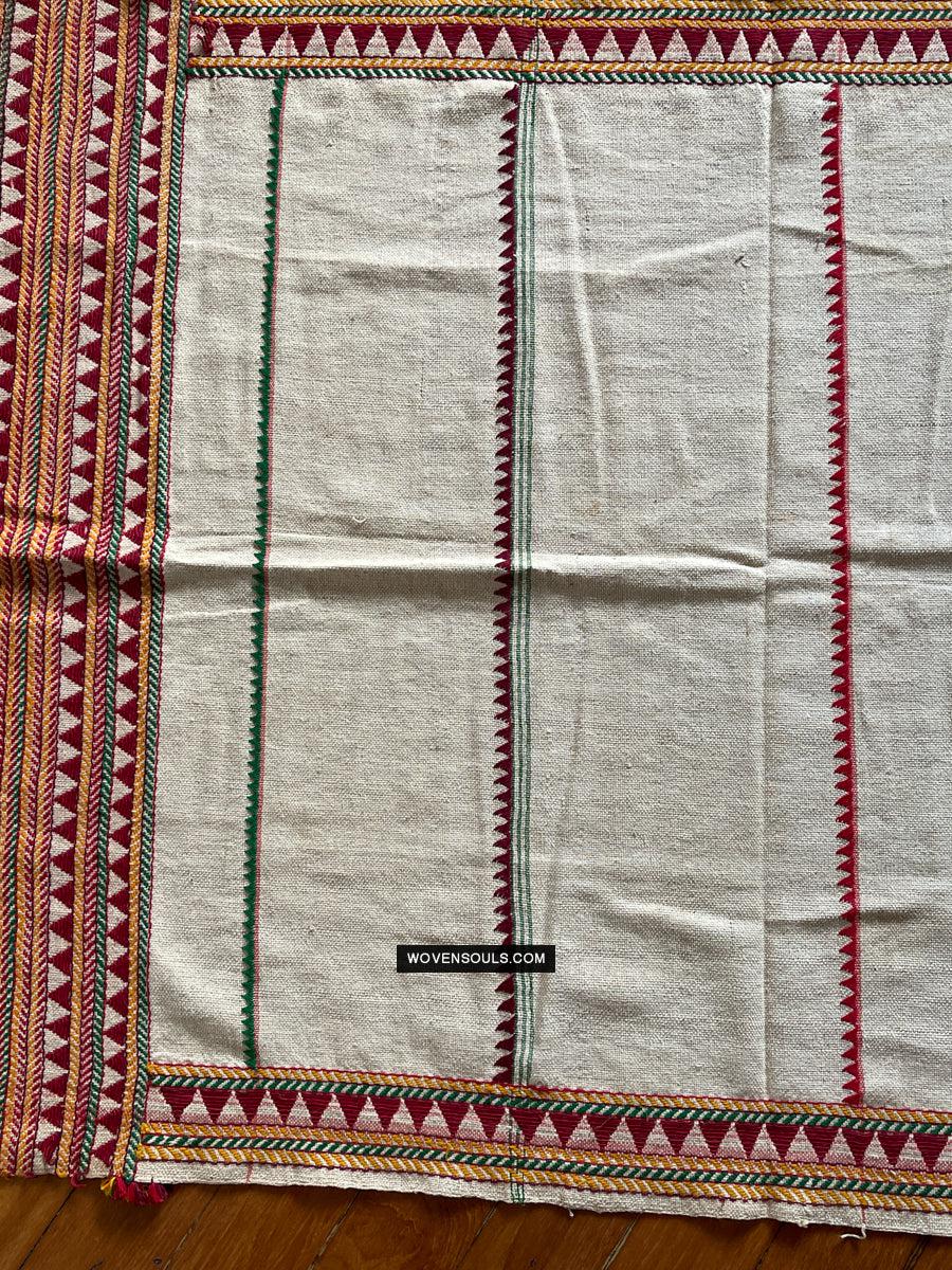 1691 Rare Vintage Orissa Odisha Gond Tribal Shawl w Yellow-WOVENSOULS Antique Textiles & Art Gallery