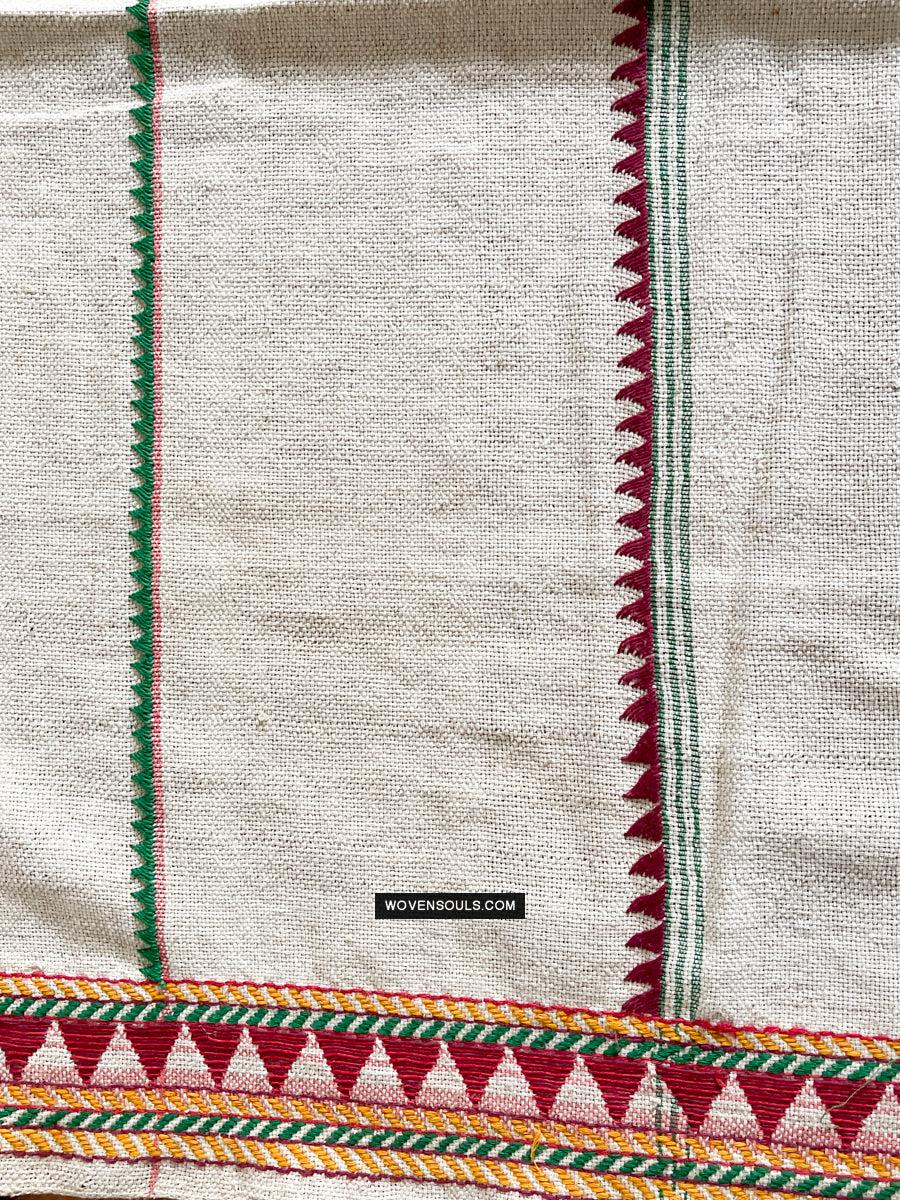 1691 Rare Vintage Orissa Odisha Gond Tribal Shawl w Yellow-WOVENSOULS Antique Textiles & Art Gallery