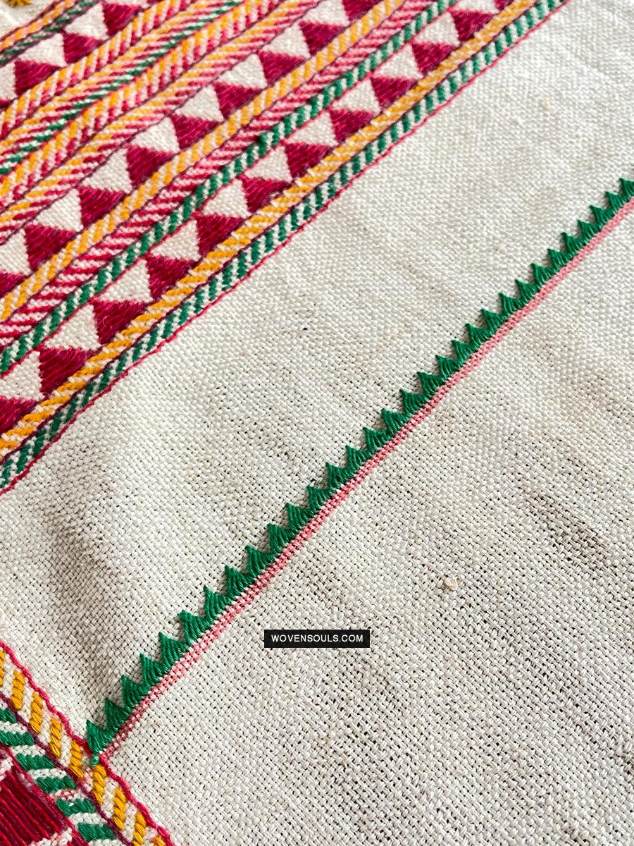 1691 Rare Vintage Orissa Odisha Gond Tribal Shawl w Yellow-WOVENSOULS Antique Textiles & Art Gallery