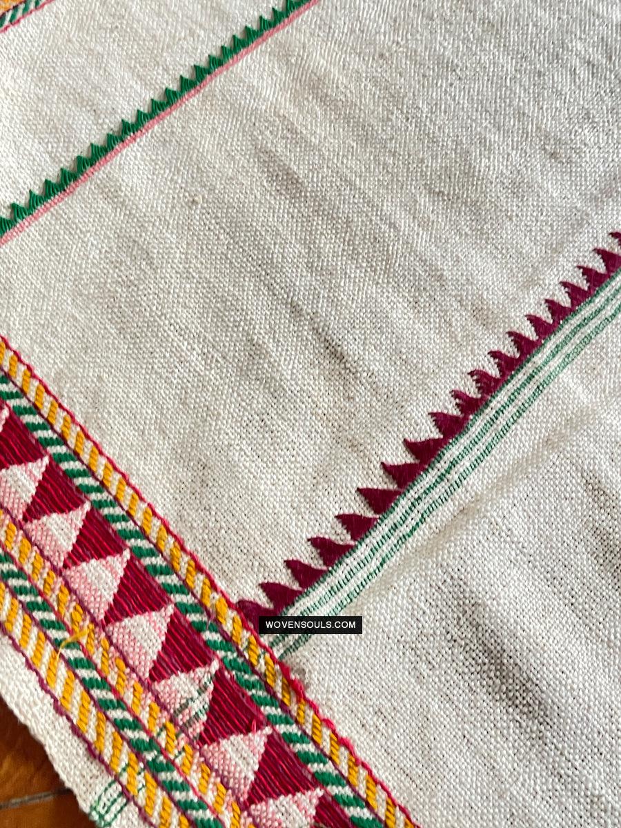 1691 Rare Vintage Orissa Odisha Gond Tribal Shawl w Yellow-WOVENSOULS Antique Textiles & Art Gallery