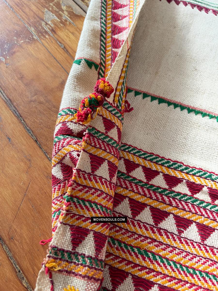 1691 Rare Vintage Orissa Odisha Gond Tribal Shawl w Yellow-WOVENSOULS Antique Textiles & Art Gallery